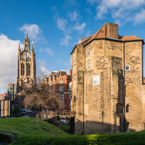 Newcastle castle blue skies