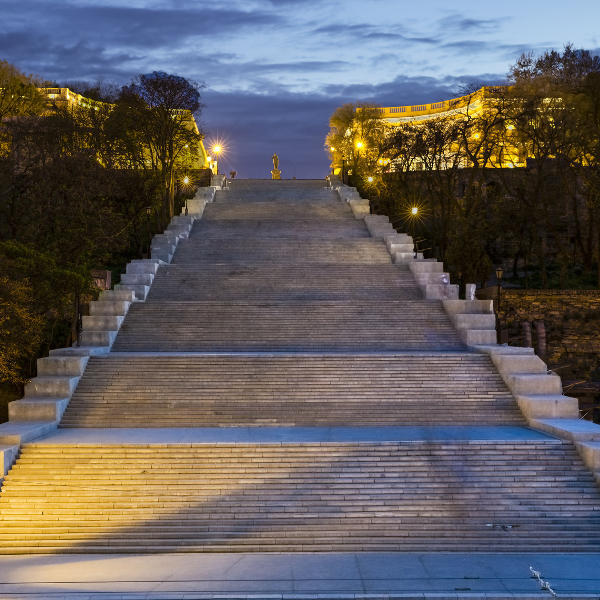 Odessa staircase at night