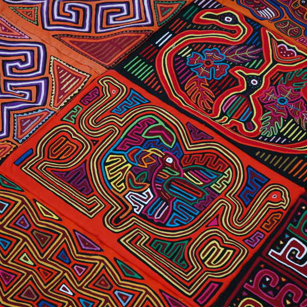 Panama City colourful embroidered fabric