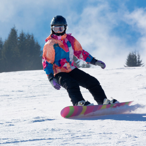 Santiago girl on snowboard