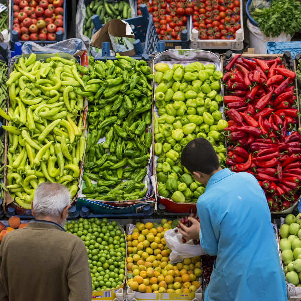 Split colourful peppers