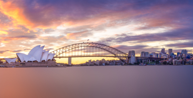 A panorama of Sydney at twilight